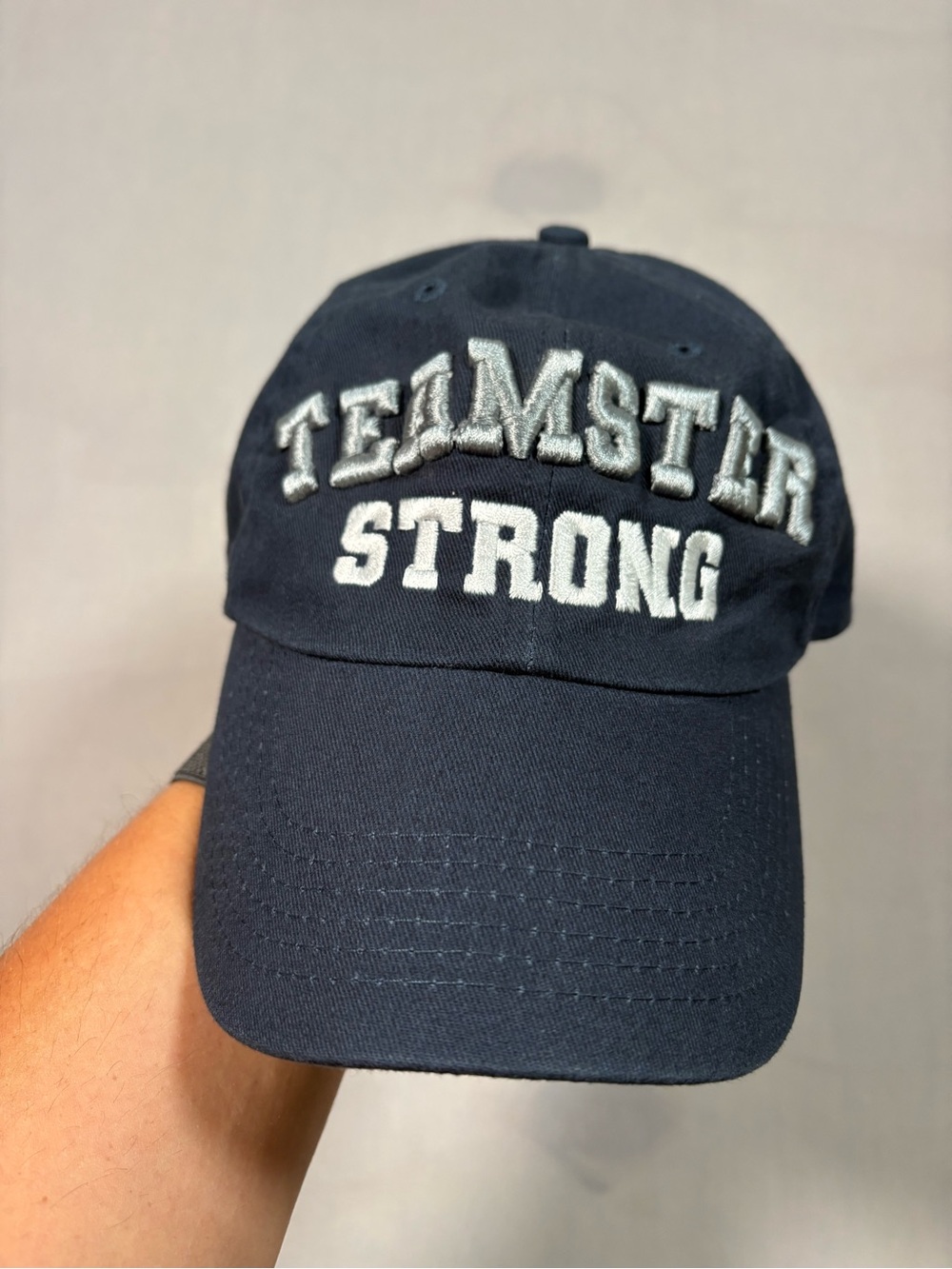 Teamster Strong Union Hat Navy Blue Embroidered Adjustable Strapback Dad Cap